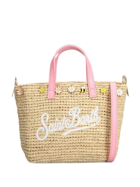 MC2 Saint Barth mini Raffia City floral-embellished tote bag Neutrals RAFC003