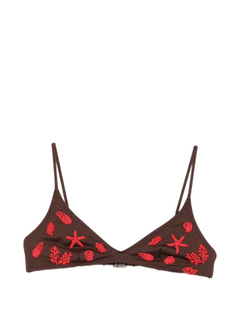MC2 Saint Barth Paloma bead-embellished triangle bikini top Brown PALO001