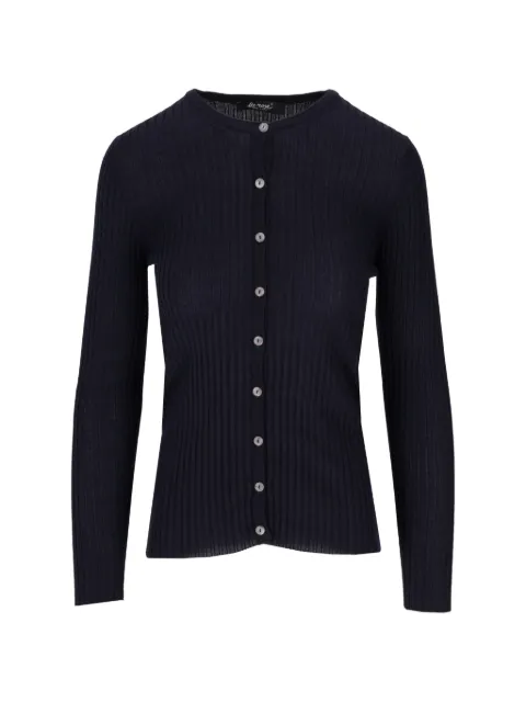 La-Rose ribbed-knit round-neck cardigan Blue JD25623