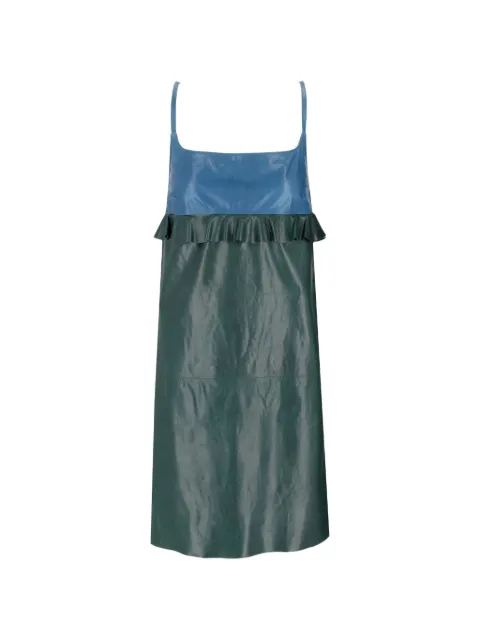 La-Rose ruffled leather midi dress Green 1365