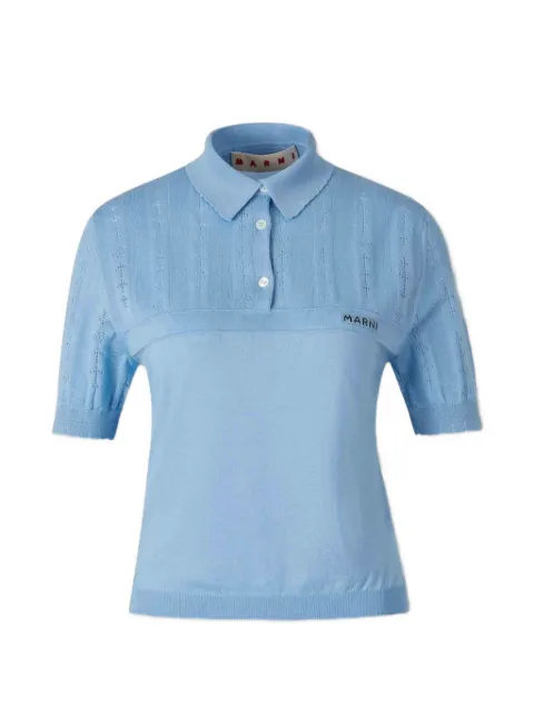 Marni pointelle-knit polo shirt Blue POMD0067EQUFZ634U