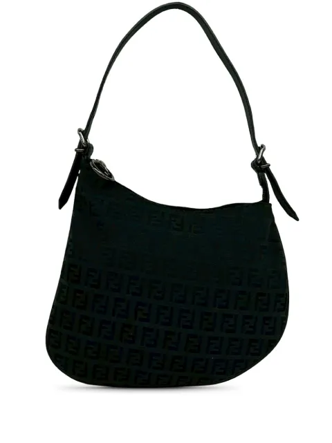 Fendi Pre-Owned 2010-2026 Zucchino Canvas Oyster shoulder bag Black NEZ0BOF515X2A4TO