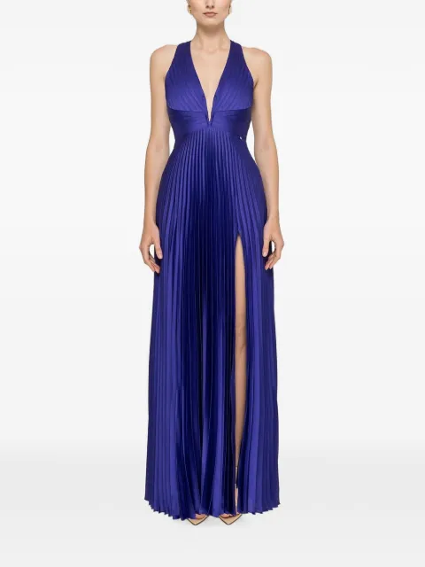 NISSA pleated satin maxi dress Purple RS13844