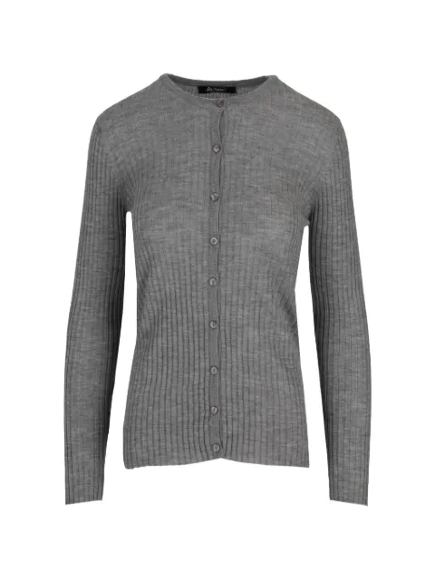 La-Rose ribbed-knit round-neck cardigan Grey JD25623