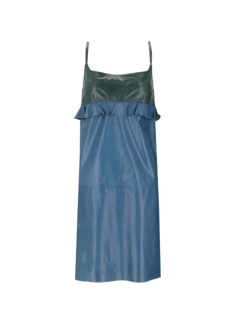 La-Rose ruffled leather midi dress Blue 1365