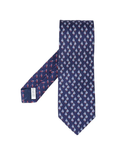 Ferragamo Nautical print silk tie Blue 351447