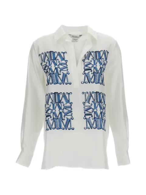 Max Mara printed silk blouse White 2621116051600