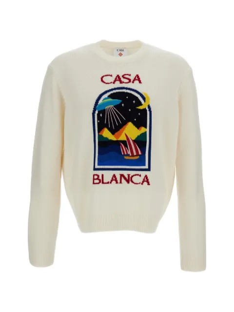 Casablanca graphic-jacquard wool sweater Neutrals PF26KW1431