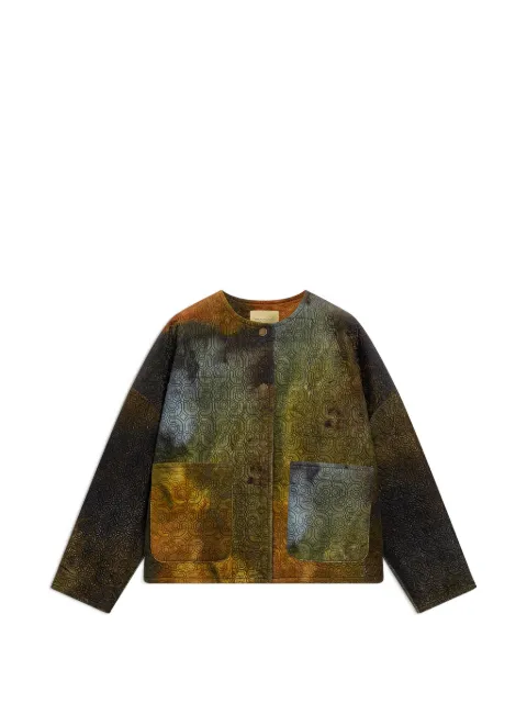MOMONÌ Gelsomino quilted printed cropped jacket Green 266MMOCO00526647MO