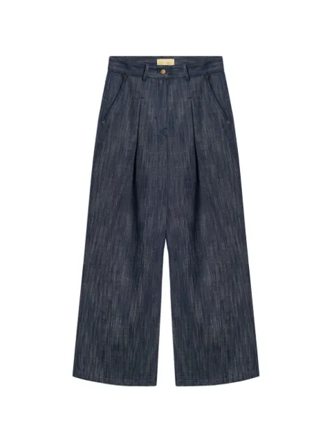 MOMONÌ Oak pleated wide-leg jeans Blue 266MMOPA02026640MO