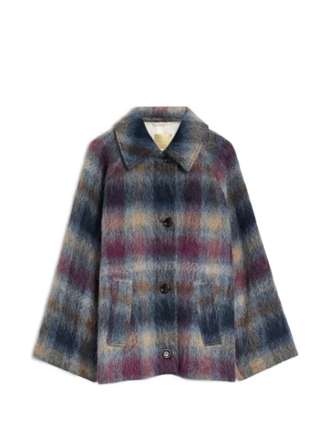 MOMONÌ Eoil tartan-check single-breasted coat Blue 266MMOCO00626649MO