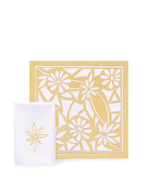 DYVOSHYV Sole Vita floral-embroidered table linen set (set of four) Yellow 4820285150834