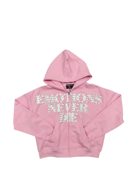 Mixed Emotion End rhinestone-embellished zip-up hoodie Pink MIXE049