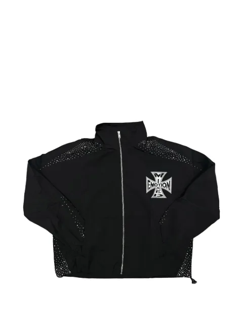Mixed Emotion Classic crystal-embellished zip-up jacket Black MIXE039