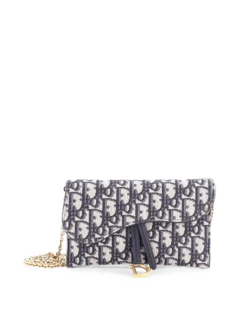 Christian Dior Pre-Owned Saddle Chain Oblique Canvas clutch bag Blue Z6P21VRFK56LVNH6