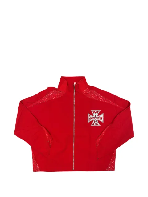Mixed Emotion crystal-embellished logo-print jacket Red MIXE024