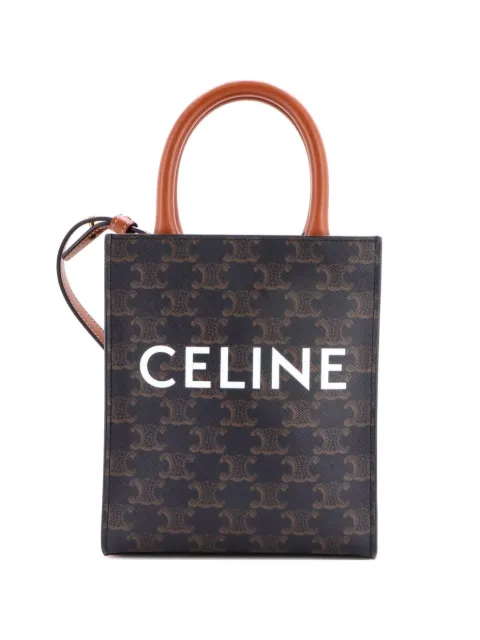 Celine Pre-Owned Vertical Cabas Tote Triomphe Coated Canvas Mini satchel Brown SVOJXH5YGK3YT3XA