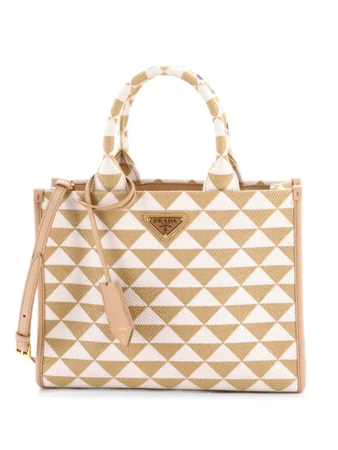 Prada Pre-Owned Symbole Shopper Jacquard Small tote bag Neutrals Q2NEDL4DZW5UFHNA