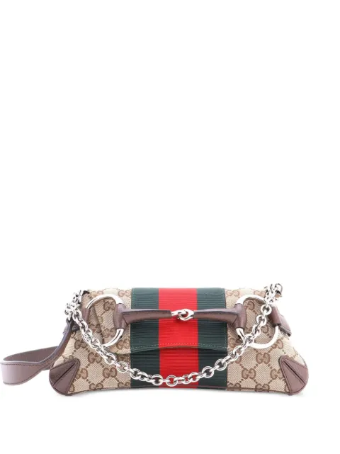 Gucci Pre-Owned Horsebit NM Web Chain Clutch GG Canvas Small shoulder bag Brown 6TC00EVNMD6VQ6RQ
