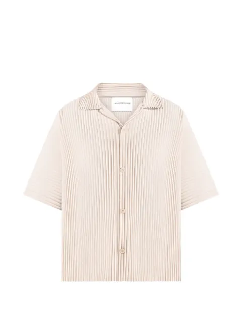 Manière De Voir Justin in cream pleated boxy shirt Neutrals MAN3428