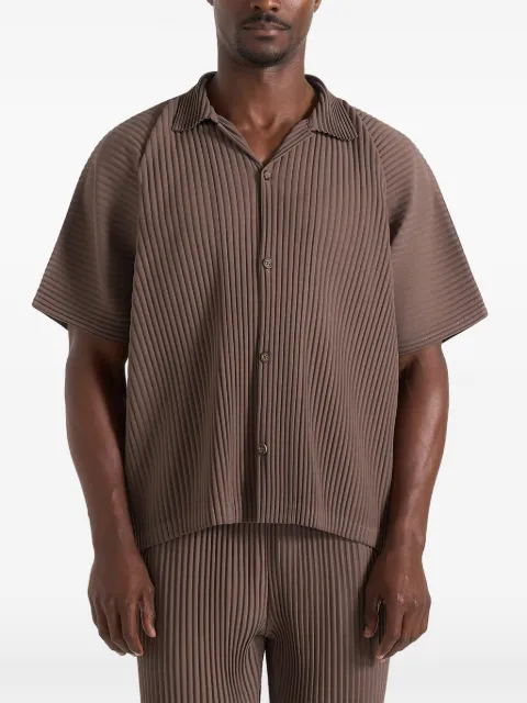 Manière De Voir Justin in brown pleated boxy shirt Brown MAN3428