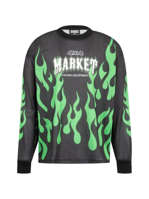 MARKET Toxic Flames mesh T-shirt Black MKT26Q2KT1099