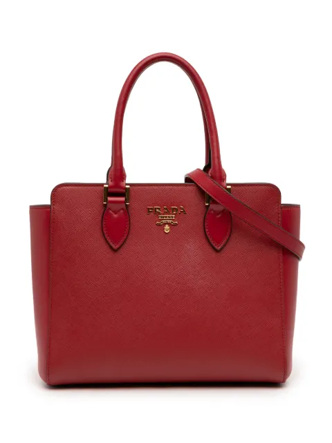 Prada Pre-Owned 2013-2026 Soft Calf Trimmed Saffiano Lux Zip Convertible Tote satchel Red LU1SLOY2ADWHXEYU