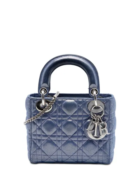 Christian Dior Pre-Owned 2016 Mini Iridescent Lambskin Cannage Lady Dior satchel Blue DFYXXV7AQDLZVV82