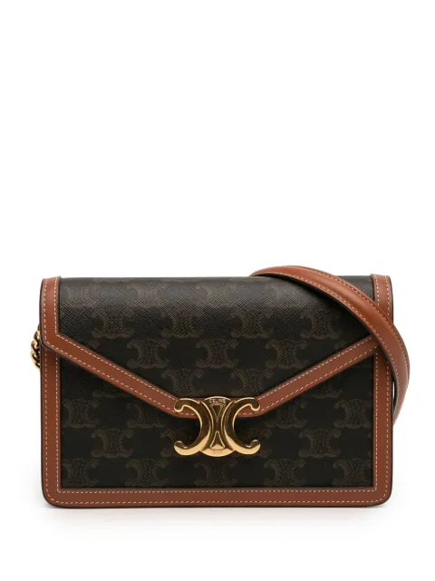 Celine Pre-Owned 2024 Triomphe Coated Canvas Margo Wallet on Chain crossbody bag Brown BRYNSPERL4IA7HJ3