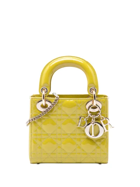 Christian Dior Pre-Owned 2021 Mini Patent Cannage Lady Dior satchel Yellow B6HWGKA4UU9UYXUK
