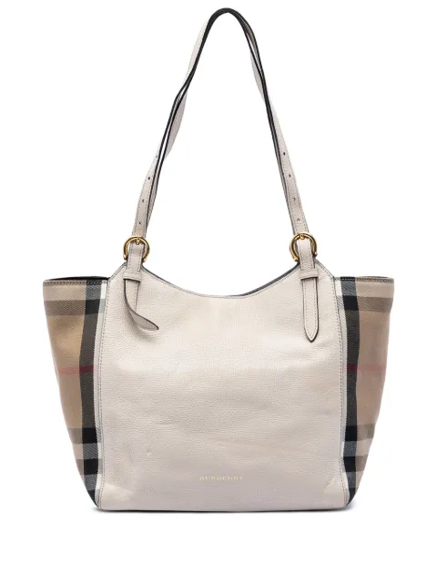 Burberry Pre-Owned 2000-2017 Small Leather and House Check Canvas Canterbury tote bag White 8MQPCMTSD9DCAPN4