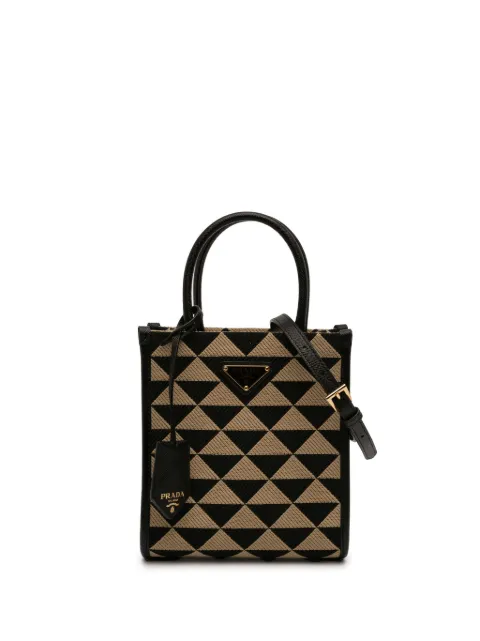 Prada Pre-Owned 2013-2026 Mini Embroidered Jacquard Symbole Triangolo satchel Brown PVFE3Z6XSIYPIVKE