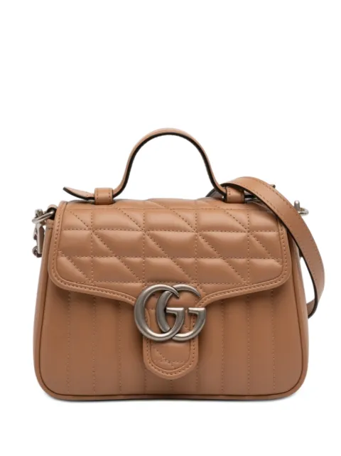Gucci Pre-Owned 2016-2026 Mini GG Marmont Matelasse Calfskin Aria Top Handle Bag satchel Brown OR10PUPGG1CI50WJ