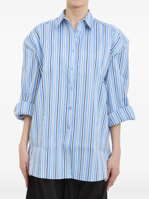 The Frankie Shop padded-shoulder striped shirt Blue CHFS22086836