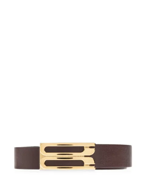Victoria Beckham Dorian monogram-buckle leather belt Brown 1324ABL005955A0