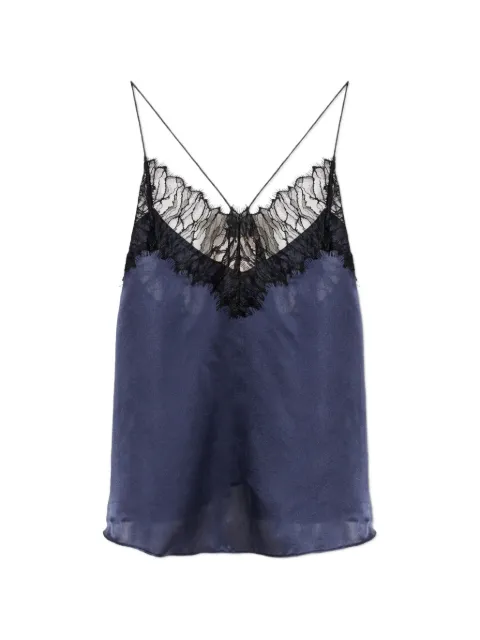 IRO NEWIN lace-trimmed silk top Blue WP16NEWIN0