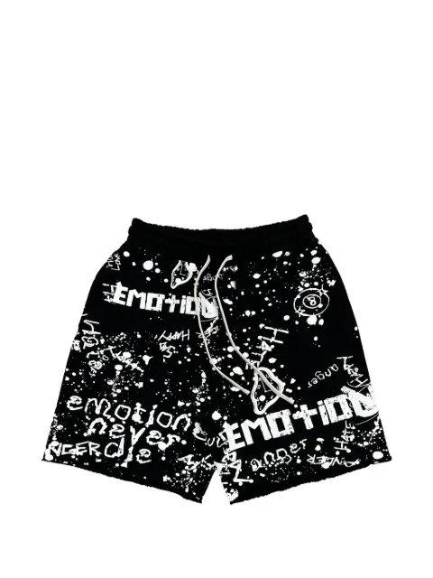Mixed Emotion graffiti-print drawstring-fastening track shorts Black MIXE022