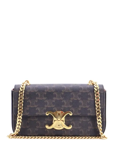 Celine Pre-Owned Triomphe Chain Triomphe Coated Canvas Small shoulder bag Brown 408OCWXDL2TQ9INF