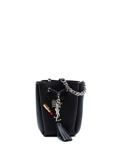 Saint Laurent Pre-Owned 2015 Mini Leather Monogram Embellished Bourse bucket bag Black 9FGXQJJ4YGPD3O95