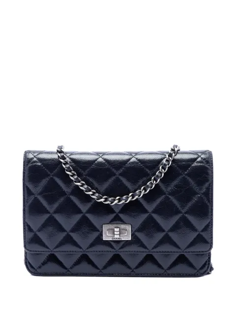CHANEL Pre-Owned 2014-2015 Quilted Shiny Aged Calfskin Reissue 2.55 Wallet on Chain crossbody bag Blue Y6PWCBRFQ4EEISJD