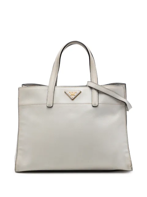 Prada Pre-Owned 2010-2026 Saffiano Soft Triple Pocket Tote satchel White WAV7GMMC795MDJ46