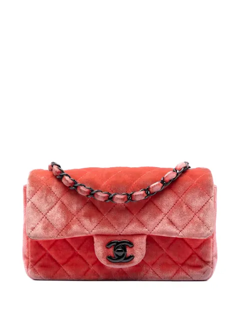 CHANEL Pre-Owned 2014-2015 Mini Rectangular Classic Velvet Single Flap crossbody bag Orange SFW28UVV2XI9ZSA7