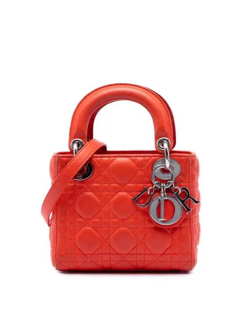 Christian Dior Pre-Owned 2013 Mini Lambskin Cannage Lady Dior satchel Orange 7SC4R1U4A0EP7RHG