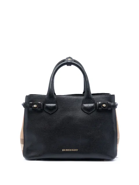 Burberry Pre-Owned 2000-2017 Small House Check and Leather Banner satchel Black RE8L21WYPXH4HDVL