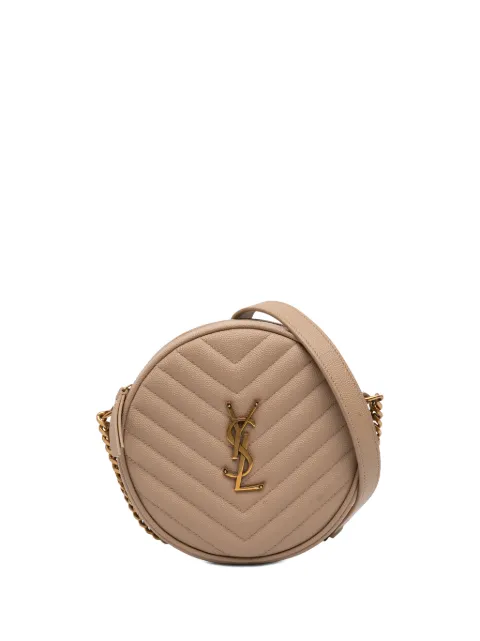Saint Laurent Pre-Owned 2021 Grain De Poudre Chevron Round Vinyle Camera Bag crossbody bag Neutrals 5XXQWUJD9JUN6EBE