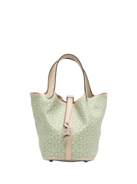 Hermès Pre-Owned 2022 Swift Lucky Daisy Picotin Lock 18 handbag White 44YMM2NUB0YXMYJE