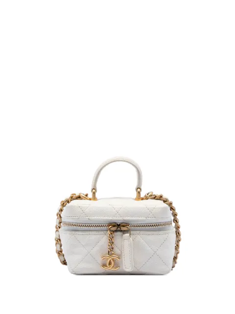 CHANEL Pre-Owned 2021 Mini Caviar Chain Zip Around Vanity Case satchel White N3ZHV73ZK5V99QG6
