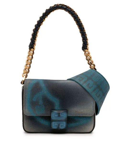 Givenchy Pre-Owned 2021 Chito Small 4G Graffiti Effect Canvas and Leather satchel Blue 1W7H7420A199Y8UU