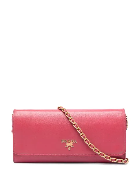 Prada Pre-Owned 2013-2026 Saffiano Wallet On Chain crossbody bag Pink 0NG2PU0LEJJ37IF5