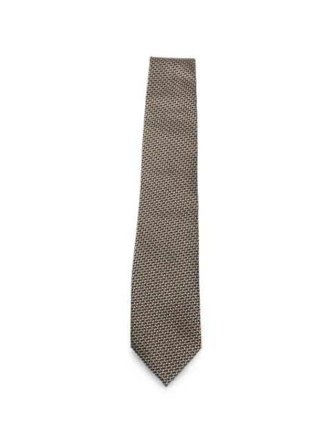 TOM FORD geometric-pattern tie Neutrals STE001S0355